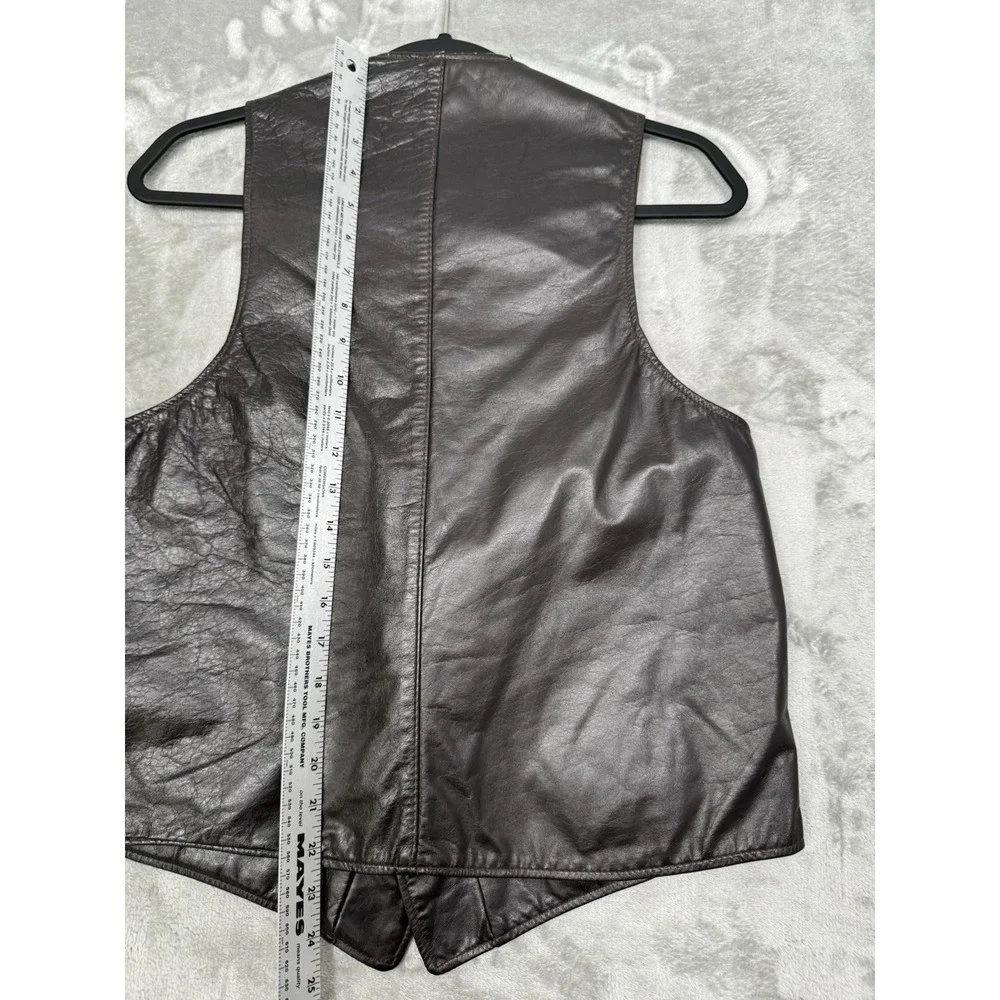 Vintage Gino Leathers Vest Mens Medium Brown Button Biker Western Moto 90s Y2K